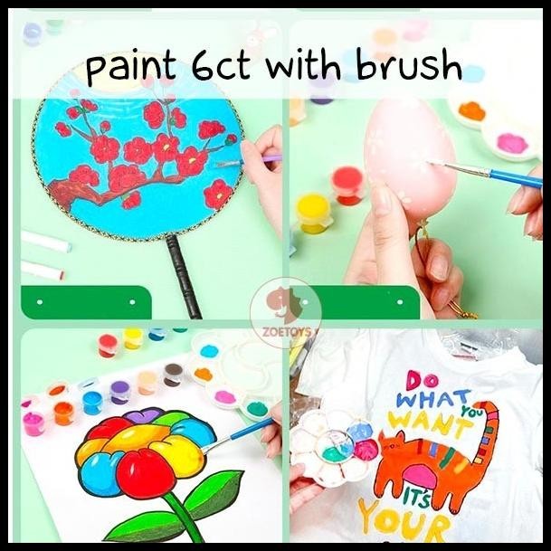 

HOT DEAL ZOETOYS PAINT 6CT WITH BRUSH | KIDS PAINTING KIT | CAT MELUKIS ANAK !!!!!!!