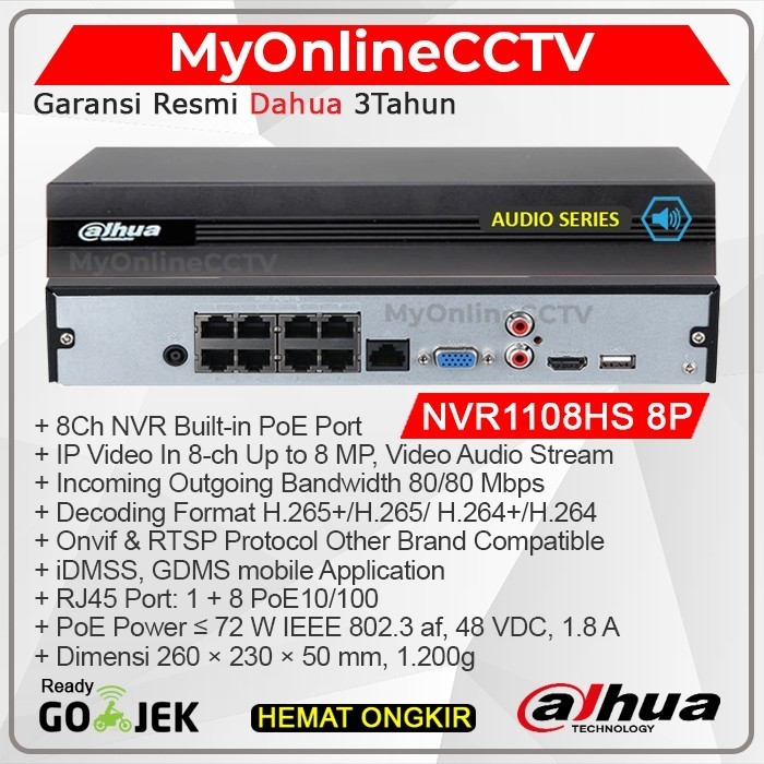 Paket Cctv Dahua 4 Ip Camera 2Mp Lengkap Nvr 8Ch Indoor Outdoor