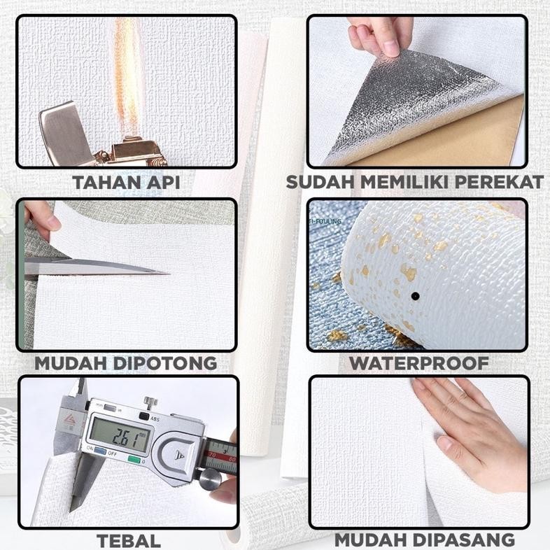 Wallpaper Linen 1 Roll | Stiker Wallpaper Dinding | Dekorasi Kamar | Sticker Dinding