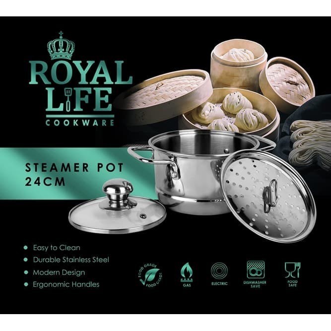 Panci Masak Langseng 24 Cm + Tutup Kaca