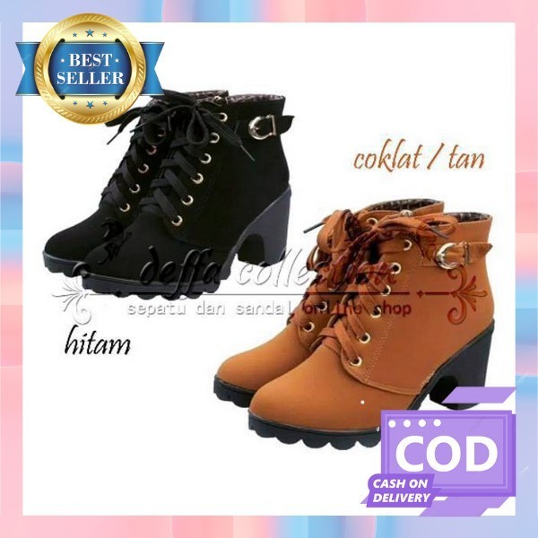 Spatu Wanita Cewe Cewek Model Dewasa Boot Heels Bood Buts Boots Booth Hitam Hak Heels Jenggel Tinggi