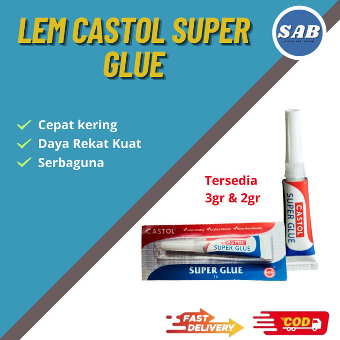 

Lem Castol Super Glue 2gr Merekatkan Barang Pecah Perekat Serbaguna
