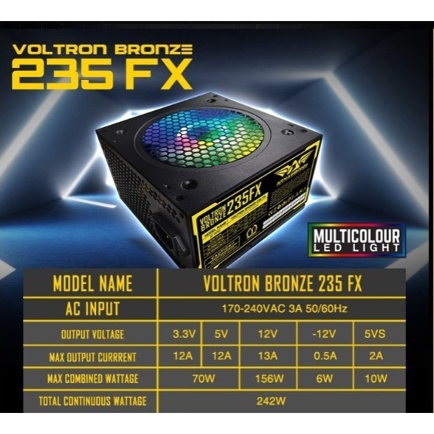 PSU Armaggeddon Voltron 235FX Max 470w RGB Gaming Power Supply