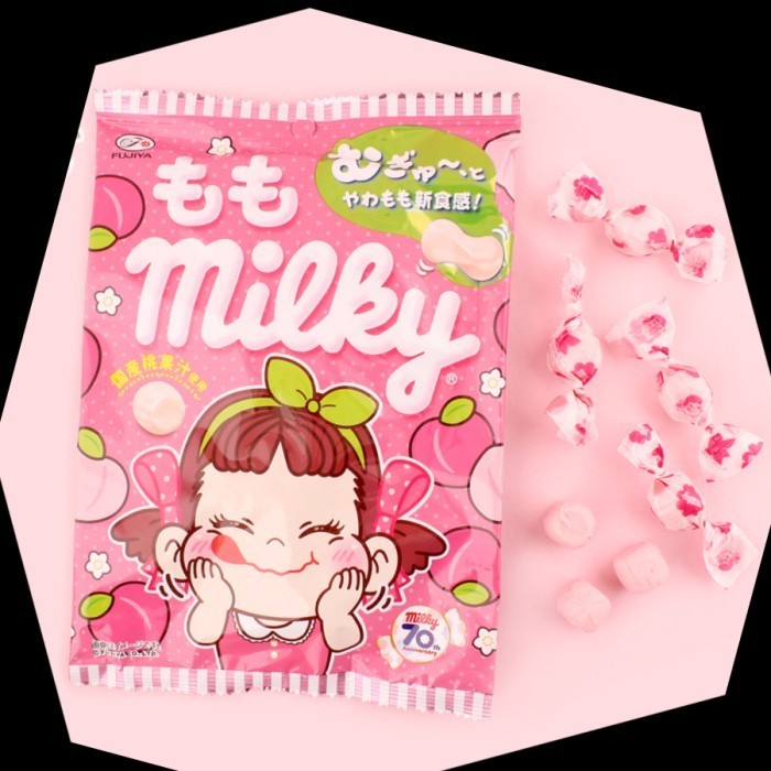 Permen Susu Stroberi Fujiya Milky Peko-Chan Strawberry Candy In Bag