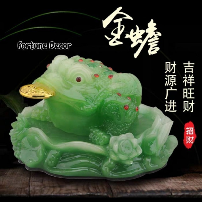 PATUNG KODOK EMAS HOKI , PAJANGAN MEJA FENGSHUI BAHAN KUNINGAN