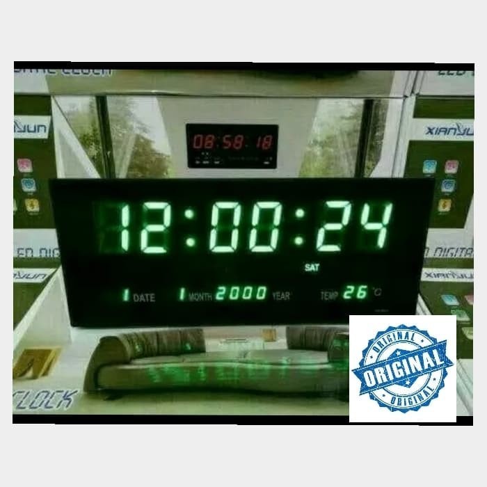 Jam Led Jam Digital Jam Dinding Kantor Masjid 3615 Hijau