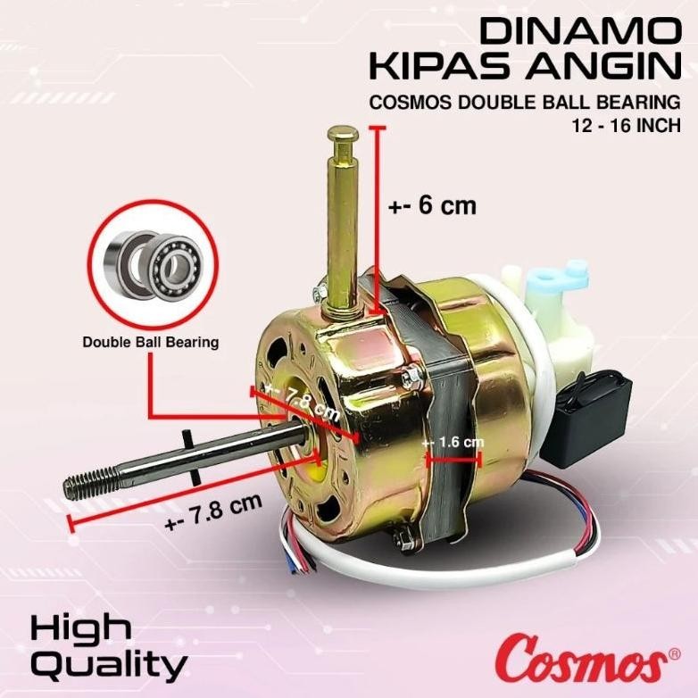 CODE123 - DINAMO KIPAS ANGIN COSMOS DOUBLE BEARING