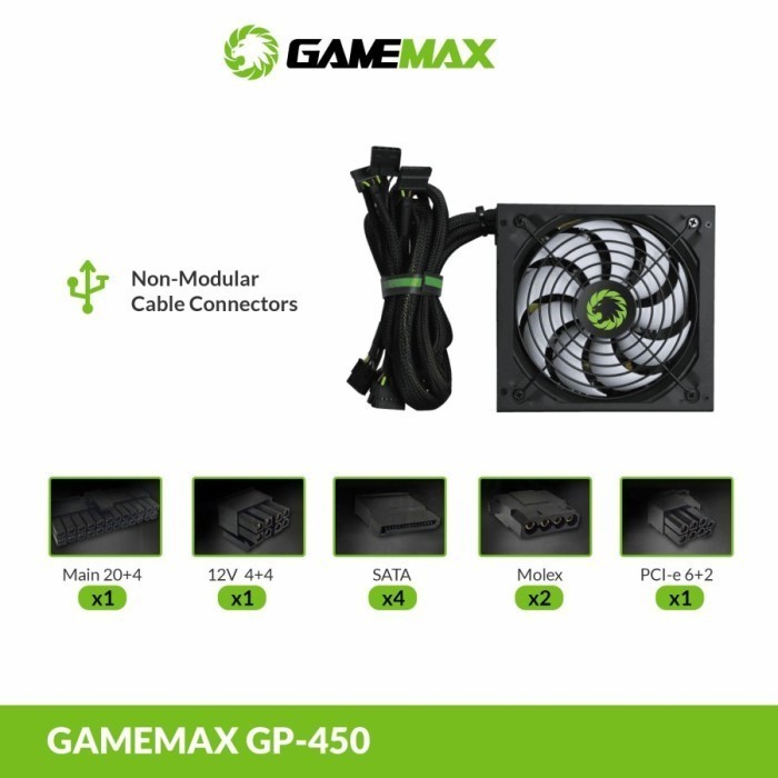 Gamemax Gp450 Psu 450Watt 80+ Bronze / Gp-450 Power Supply 450W