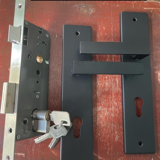 Handle Kunci Pintu Rumah Besar Black Hitam Kunci Pintu Besar Hitam Set Evander.Online