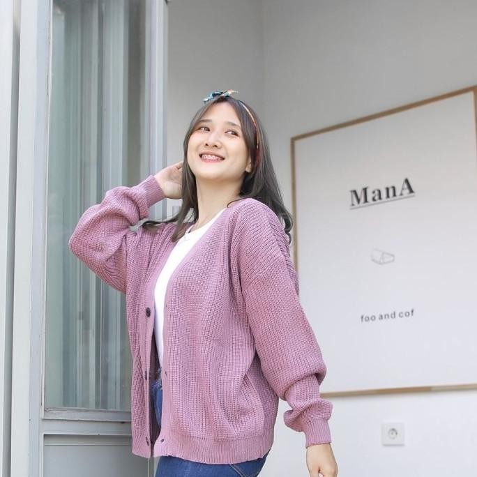 Cardigan Rajut Tebal Jumbo Wanita Tangan Balon Ola Outer