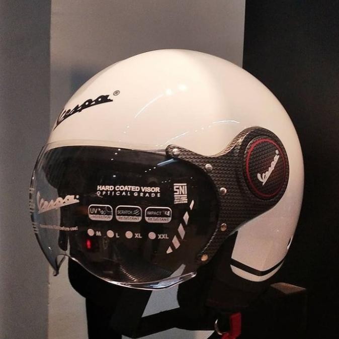 Helm Vespa White Carbon Visor | Helm Vespa Original