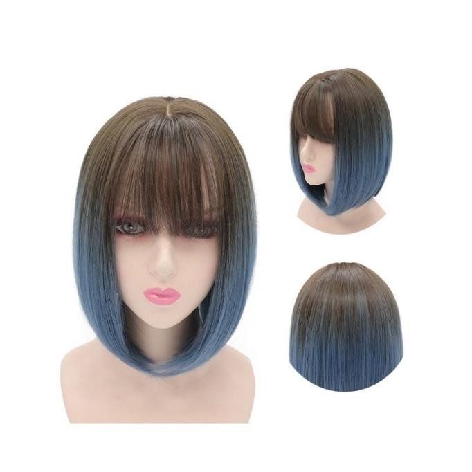 Wda-22 Wig Daily Jepang Gradasi Abu Gray Rambut Palsu Pendek