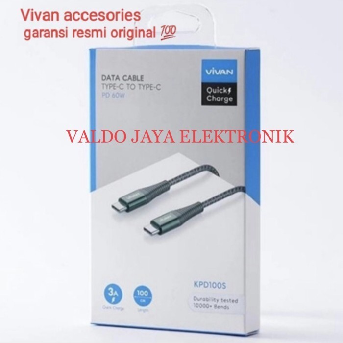 VIVAN Kabel Data 1 meter Type C to Type C KPD100S KPD-100 S 3A 60W