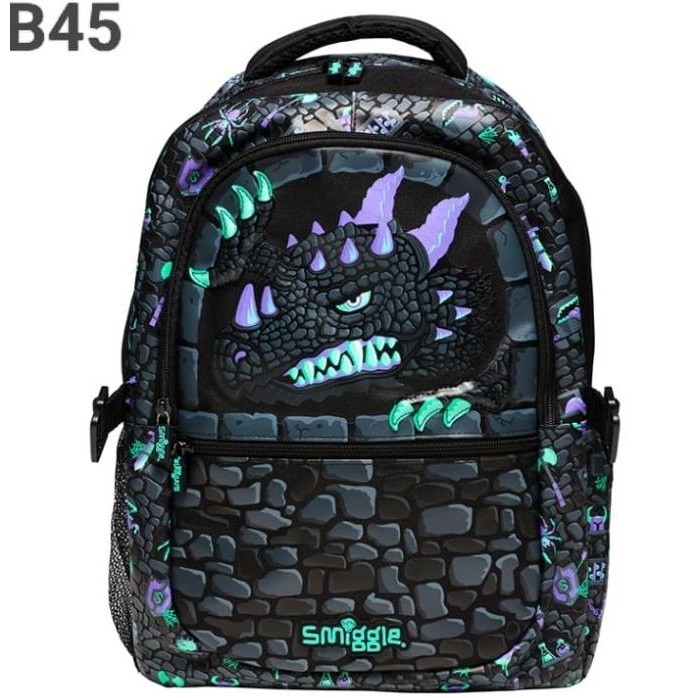 Smiggle Black Dinosaur Backpack Replica Tas Ransel Anak Sd Smp Dino