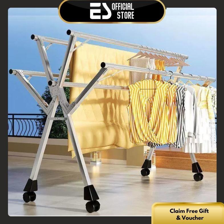 Jemuran Baju Lipat Tiang Jemuran Pakaian Kuat Tempat Jemuran Baju Portable Gantungan Baju
