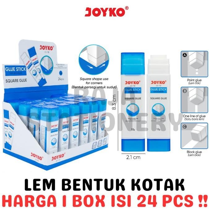 

JOYKO GLUE STICK 12G SQUARE LEM BATANG STIK JOYKO KOTAK GS-118 [24PCS]