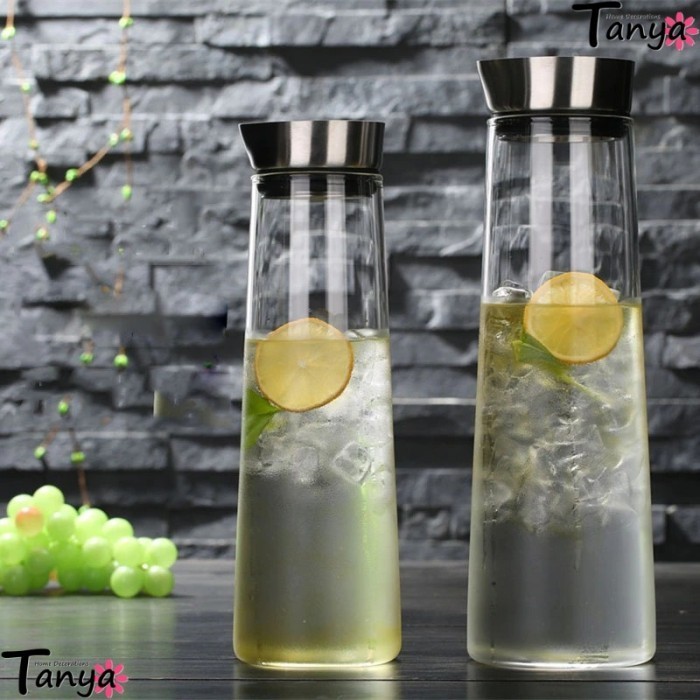 Botol Kaca Air Dingin Kulkas Cold Water Pitcher Stainless Cap