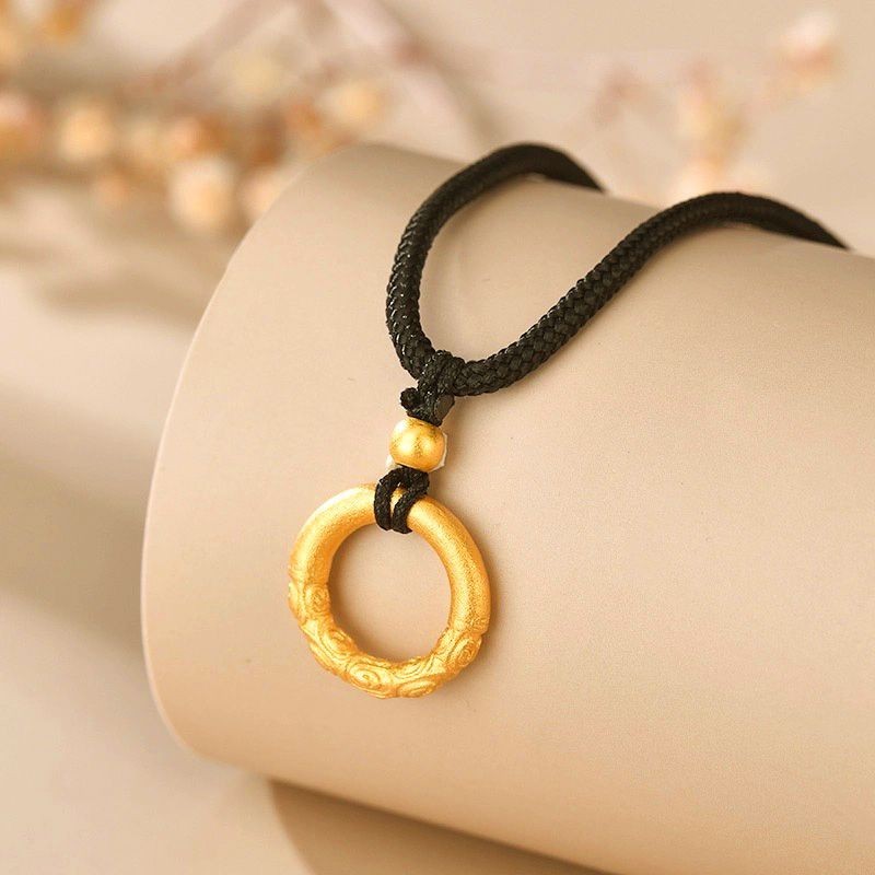 Copper Alloy Pendant Ruyi Xiangyun Gold Hoop Ring Necklace for Men and Women Couple Safety Buckle Pe