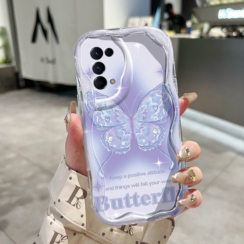 Casing Hp Untuk OPPO Reno 5 4G Reno 5 5G Reno 5K 5G Case Kasing HP Pola kupu-kupu Ungu dan merah mud