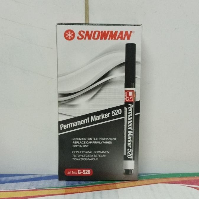 Spidol Permanen Snowman G520 Hitam Permanent Marker / 1 Pack = 12 Pcs