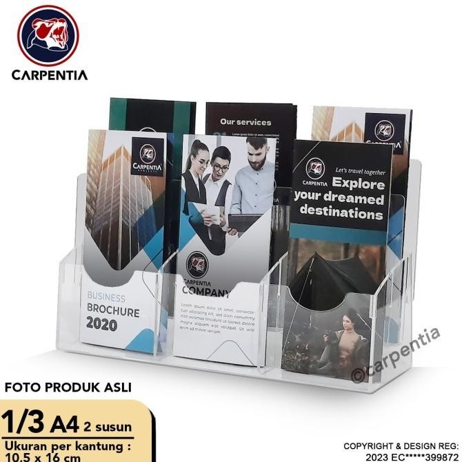 

Carpentia Tempat Brosur Akrilik 2 Tingkat [1/3 A4 - A6] Tipe E3 - 2 Susun [Acrylic Display Holder, Kantong Flyer, Standing] Kualitas Premium