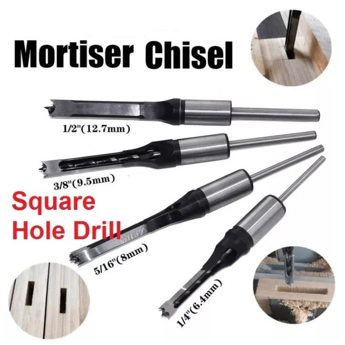 4pcs Mata Bor Bobok Kayu Pahat Mesin Square Drill Bit Mortise Tenon