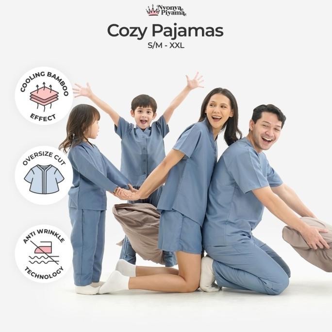 Nyonya Piyama Poly Bamboo Family Set (Neptune Cozy)