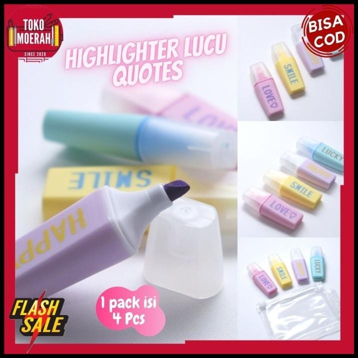 

BEST DEAL HIGHLIGHTER SMILE QUOTES HIGHLIGHTER 1 SET 4PCS MURAH UNIK LUCU COD