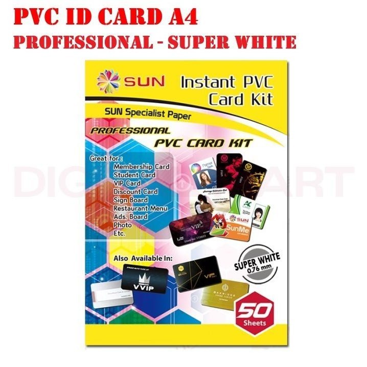 

Pvc Id Card A4 Professional 50 Set 0.76 Sun - Super White Kualitas Premium