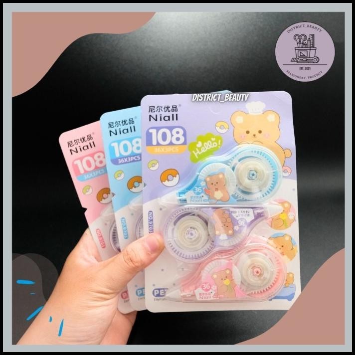 

TERMURAH CORRECTION TAPE NIALL BERUANG TIP EX 3 IN 1 CUTE BEAR TIP- EX ROLL LUC !!!!