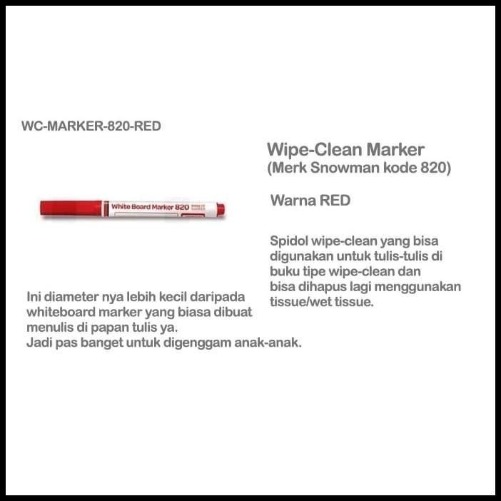 

GRATIS ONGKIR WIPE-CLEAN MARKER RED(MERK SNOWMAN KODE 820) !!!!!!