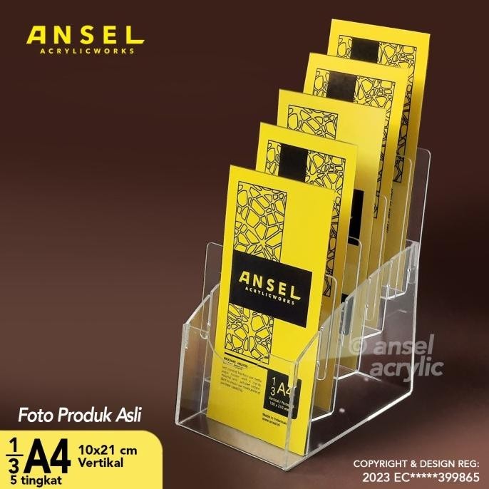 

Ansel Tempat Brosur Akrilik 5 Tingkat [ 1/3 A4 - A6 ] Tipe E 5 Susun Kualitas Premium