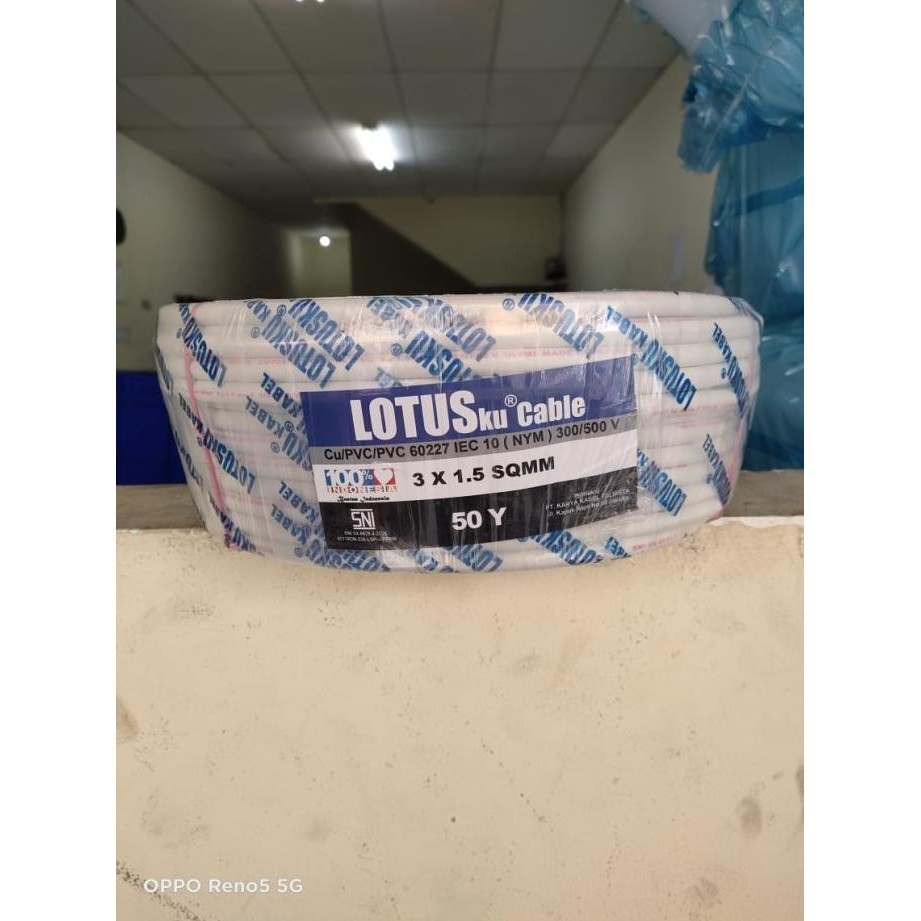 Kabel Listrik LOTUSku NYM 3x1.5 50 y yard LOTUS 3x1,5 bukan 50 m meter