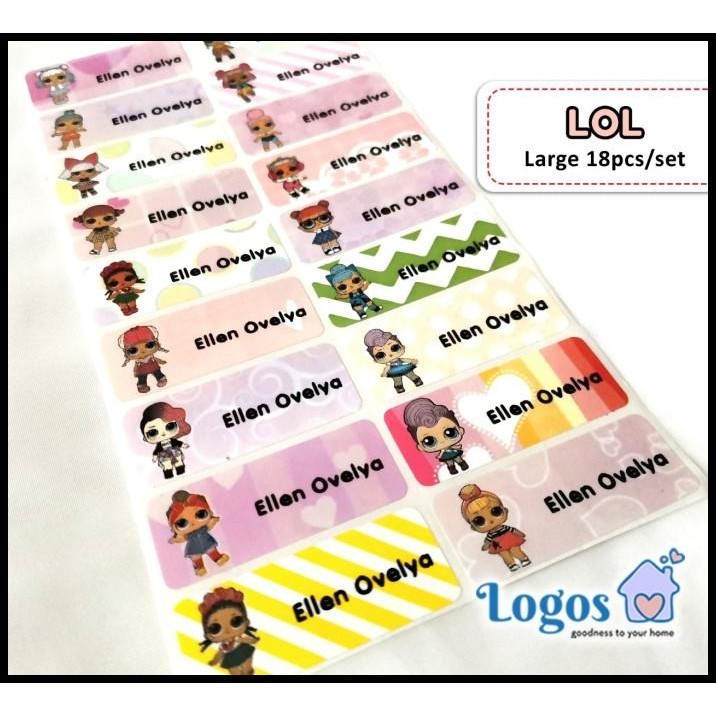 

GRATIS ONGKIR LOL LARGE. LABEL NAMA WATERPROOF STICKER NAMA ANAK STIKER ANTI AIR !!!!