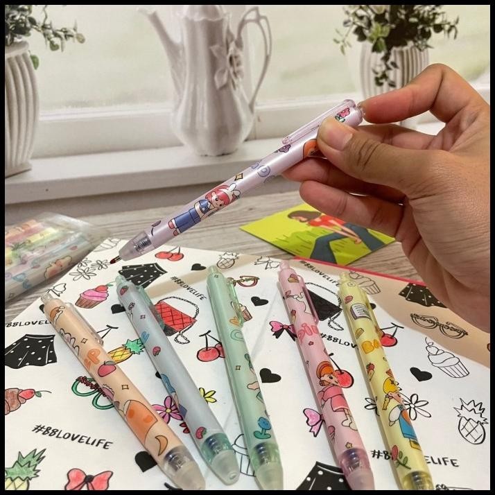 

DISKON PULPEN CETEK ERASABLE MOTIF CEWEK 1 SET ISI 6 PCS LENGKAP HARGA MURAH !!!!!