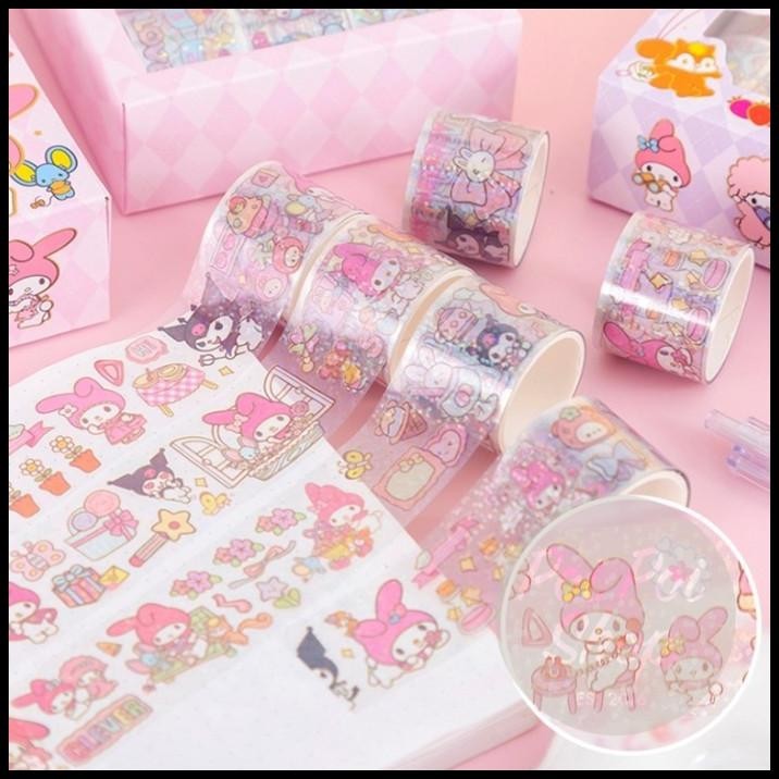 

TERBARU STIKER SANRIO ROLL MOMO WASHI TAPE LUCU MELODY KUROMI CINAMONROLL ANAK !!!!!