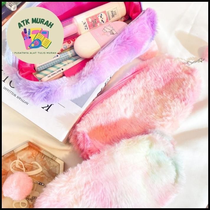 

HOT DEAL POUCH MAKEUP KOTAK PENSIL BULU UNICORN TANPA LOGO WARMA UNGU PINK PAST !