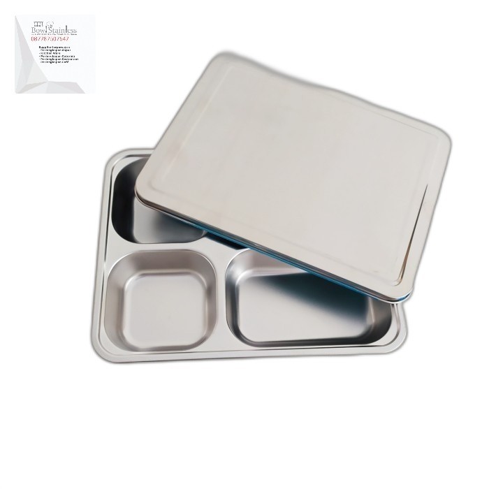 Piring Kotak Makan Lunch Box Stainless Sekat 4