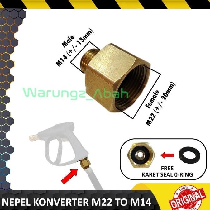 NEPEL KONVERTER ADAPTOR KONEKTOR SELANG GUN JET CLEANER M22 TO KE M14