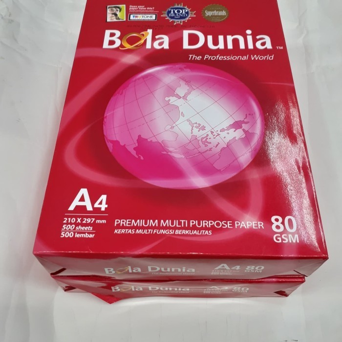 

Kertas Hvs Photo Copy & Print Bola Dunia A4 210 X 297Mm 80Gsm