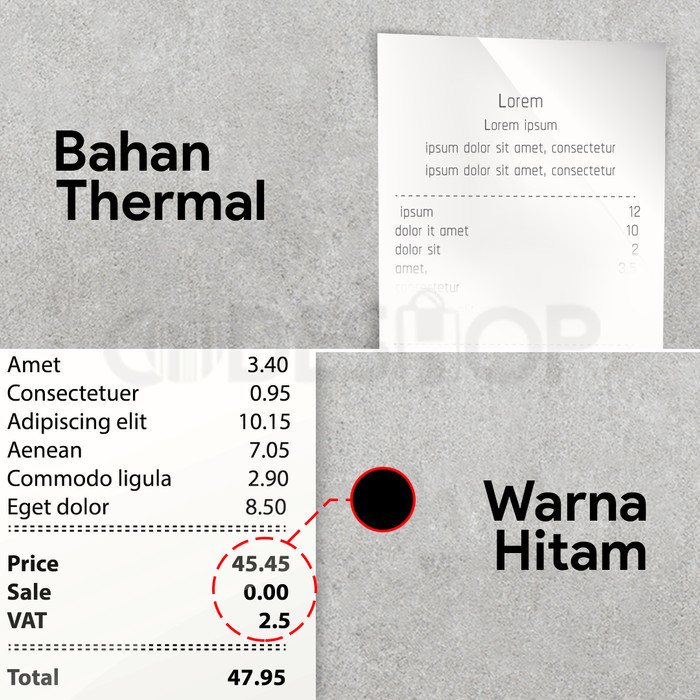 

Dus Kertas Thermal Codeshop 57X40 Mm Struk Kasir Isi 100 Roll