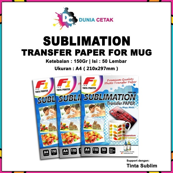 

Kertas Sublim / Sublimation Paper For Mug Ukuran A4 Isi 50 Lembar