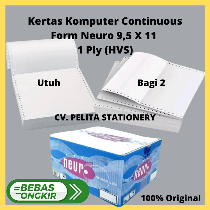 

Kertas Neuro Continuous Form 9 1/2 X 11 1 Ply /2 (K1:2) Paper Hvs