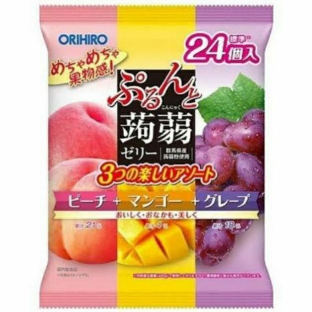 

[isi 24 Pcs] Orihiro Peach Mango Grape Konjac Jelly 480gr - Jeli Buah