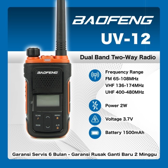 Baofeng Uv-12 Ht Walkie Talkie Dual Band Two Way Radio