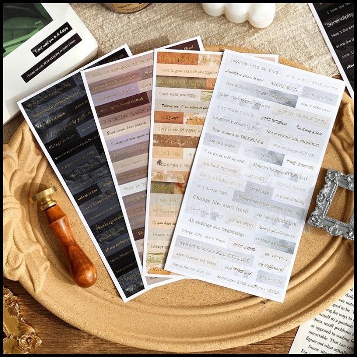 

DISKON 4 LEMBAR QUOTES LIFE AESTHETIC WORD STICKER DECO DEKORASI QOTD 02 GOLD !!!