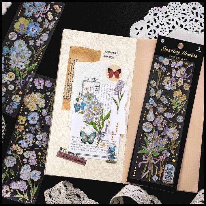 

DISKON 3 LEMBAR GOLD FLOWER VINTAGE ANCIENT AESTHETIC STICKER STIKER BUNGA 05