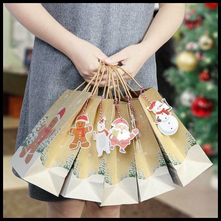 

TERMURAH KANTONG CRAFT NATAL NAMETAG , KANTONG HADIAH TEMA NATAL , PAPER BAG !!