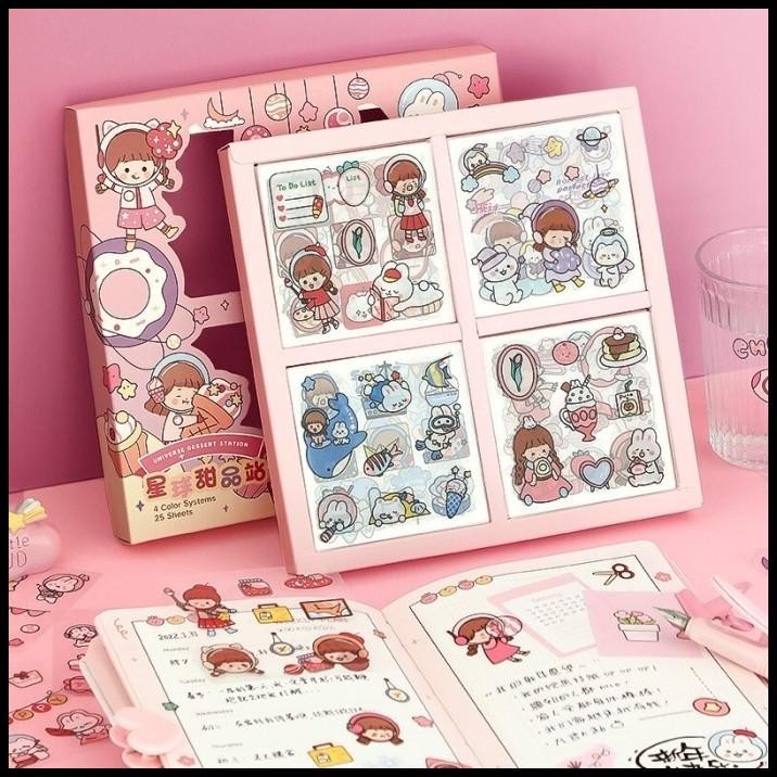 

HOT DEAL STICKER HAPPY GIRL FLOWER SAKURA CARTOON CUTE KOREAN STYLE PVC
