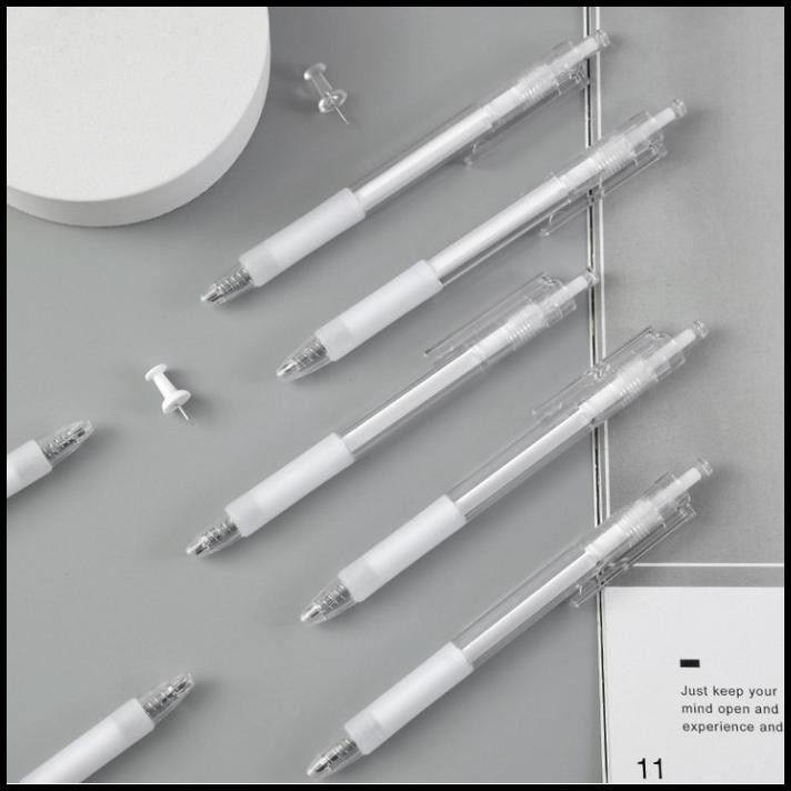 

BEST DEAL PENA GEL MEKANIK 0.5MM WHITE MINIMALIST AESTHETIC PEN !!!!!!!